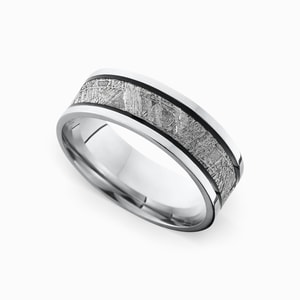 Mens Cobalt Gibeon Meteorite Inlay Wedding Ring  (8mm)