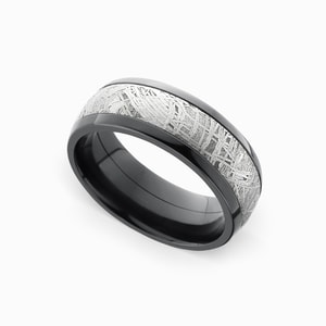 Outer Limits - Authentic Meteorite Wedding Band In Zirconium