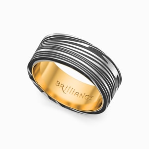Damascus Steel Mens Ring With Acid Finish - The Player (8mm)