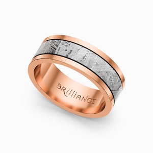 Ride On - Mens Band with Meteorite Inlay in Rose Gold
