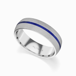 Sandblasted Men's Wedding Ring with Blue Lapis Inlay in Cobalt