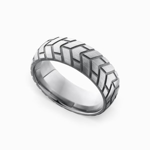 thumbnail image 2 of StyleJewelry Titanium Black Stainless Steel Cables Men's Screw Design Wedding Band Ring - Size W, M11 2 of 3