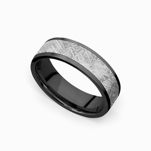 Stardust - Mens Sandblasted Zirconium Ring With Meteorite Inlay (7mm)