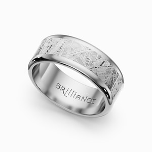 Starwind - Platinum Mens Band with Beveled Meteorite Inlay