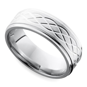Wide Mens Cobalt Celtic Wedding Band With Step Edge (10 mm)
