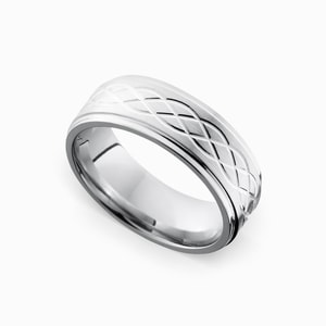 Mens Cobalt Wedding Band With Step Edge Design (7 mm)