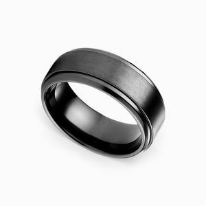Step Edge Men's Wedding Ring in Black Titanium (9mm)