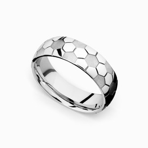 Soccer Wedding Band - Cobalt Mens Ring - The Striker (6mm)