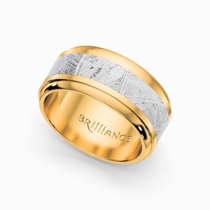 Mens Meteorite And Gold Wedding Ring - Supernova (10mm)