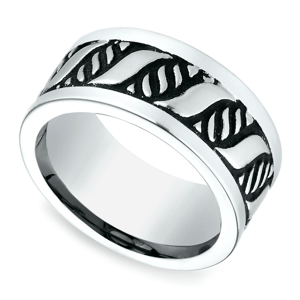 Double Helix Swirl Men's Wedding Ring in Blackened Cobalt (10mm)