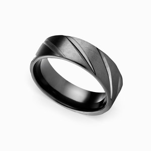 Swirl Pattern Men's Wedding Ring in Black Titanium (7mm)