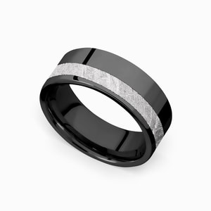 Black Zirconium And Meteorite Mens Wedding Ring - Titania