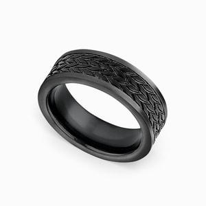 Treaded Pattern Men's Wedding Ring in Blackened Cobalt (7.5mm)