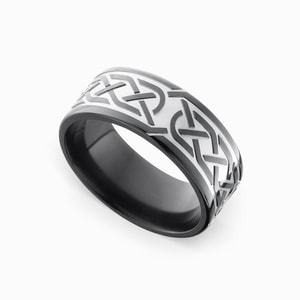 Trinity Knot - Mens Trinity Knot Wedding Band In Zirconium