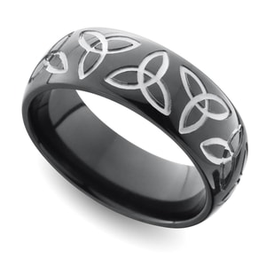 Celtic Trinity Knot Wedding Band For Men In Zirconium