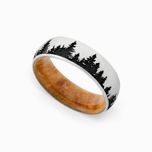 The Woodsman - Pine Tree Cobalt Mens Band (7mm)