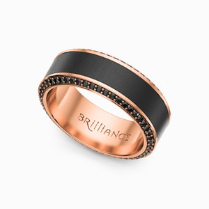 Rose Gold And Black Elysium Mens Wedding Band - Zeus