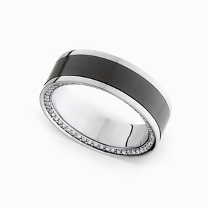 Elysium And Platinum Wedding Band With Beveled Diamonds