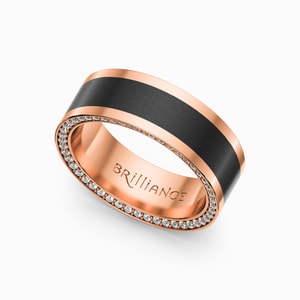 Elysium And Rose Gold Band With Beveled Diamonds