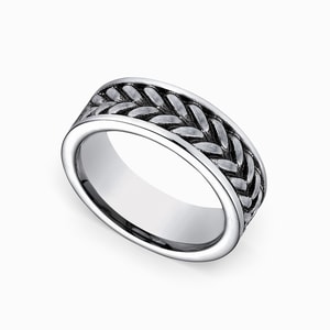 Cobalt Mens Wedding Ring With Zipper Pattern