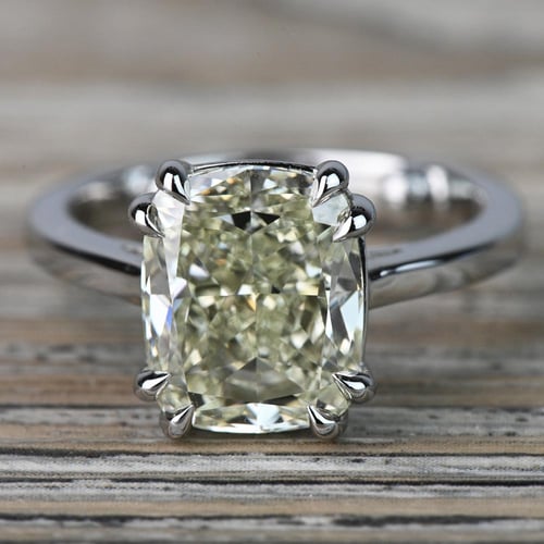 5 Carat Cushion Diamond Ring with Claw Prongs in Platinum
