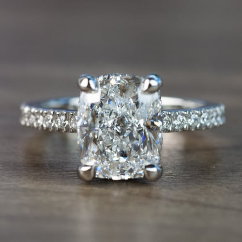 Custom 3.50 Carat Elongated Cushion Cut Diamond Ring in Platinum