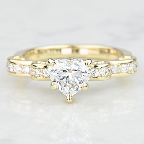 1.25 Carat Lab Grown Heart Diamond Ribbon Pave Engagement Ring