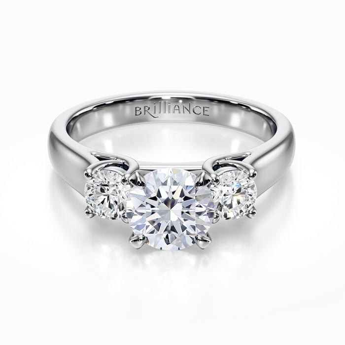 Three Stone Diamond Engagement Ring in White Gold (0.50 Carat)