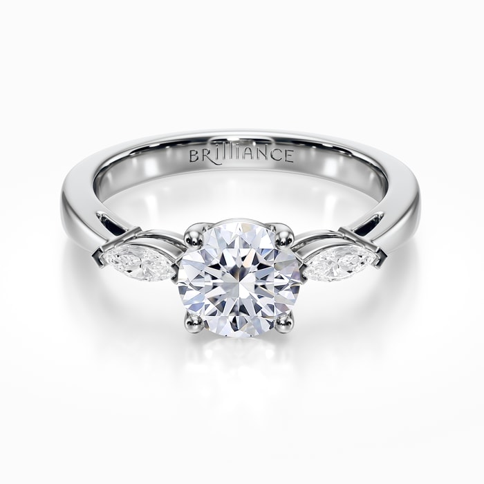 Three Stone Marquise Cut Diamond Ring in White Gold (0.33 Carat)