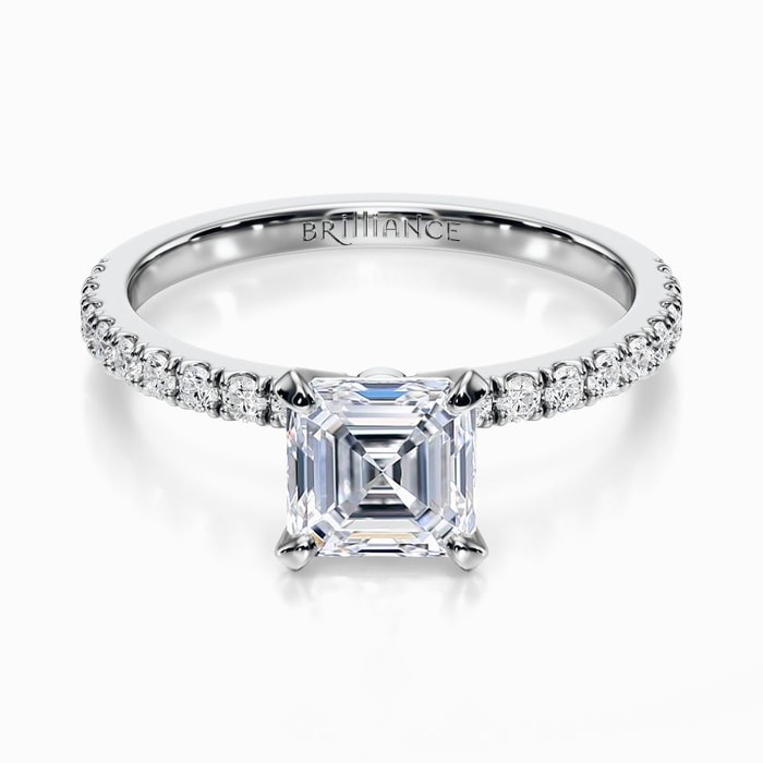 Petite Pave Diamond Engagement Ring in White Gold (0.22 carat)