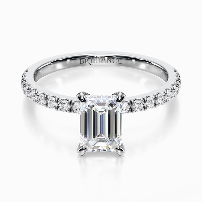 Petite Pave Diamond Engagement Ring in White Gold (0.22 carat)