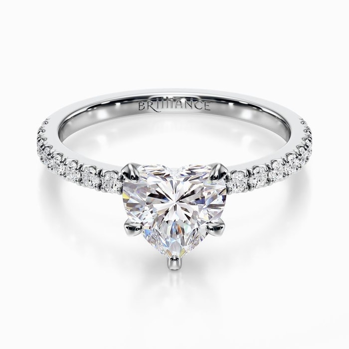Petite Pave Diamond Engagement Ring in White Gold (0.22 carat)