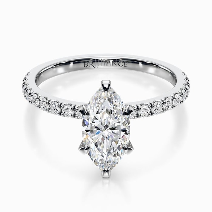 Petite Pave Diamond Engagement Ring in White Gold (0.22 carat)