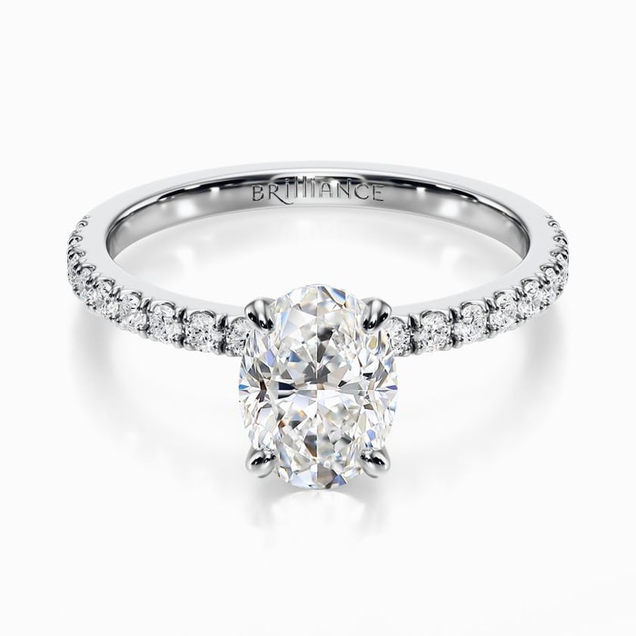 Petite Pave Diamond Engagement Ring in White Gold (0.22 carat)