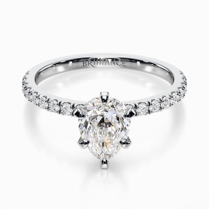 Petite Pave Diamond Engagement Ring in White Gold (0.22 carat)