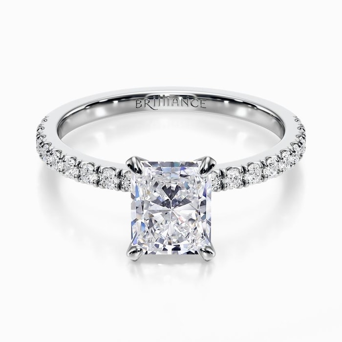 Petite Pave Diamond Engagement Ring in White Gold (0.22 carat)