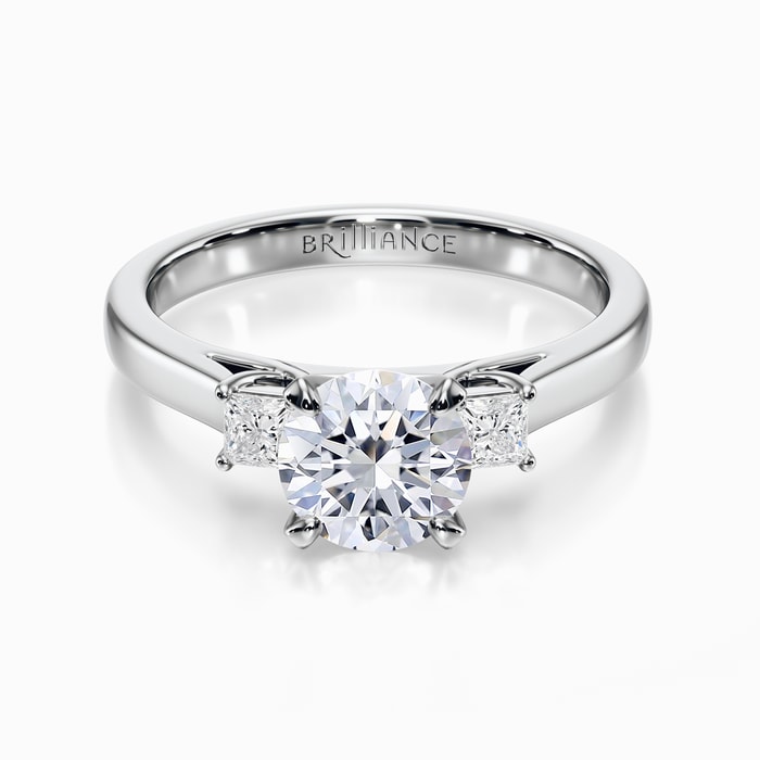Princess Cut Trellis Engagement Ring in White Gold (0.23 Carat)
