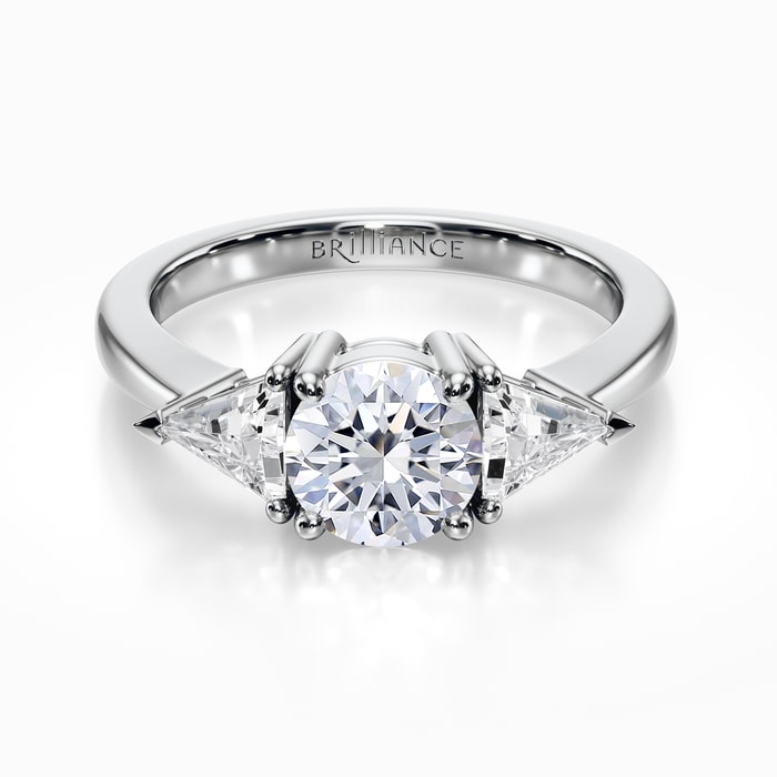 Trillion Diamond Engagement Ring in White Gold (0.73 Carat)
