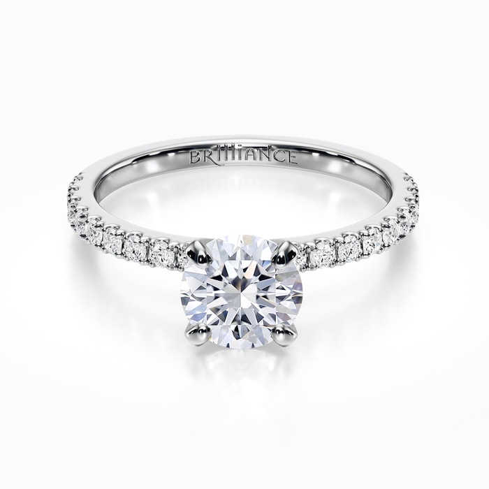 Petite Pave Diamond Engagement Ring In Platinum (0.22 Carat)