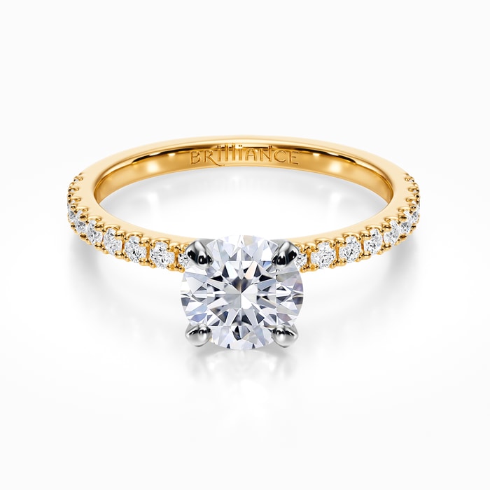Petite Pave Diamond Engagement Ring In Yellow Gold (0.22 Carat)