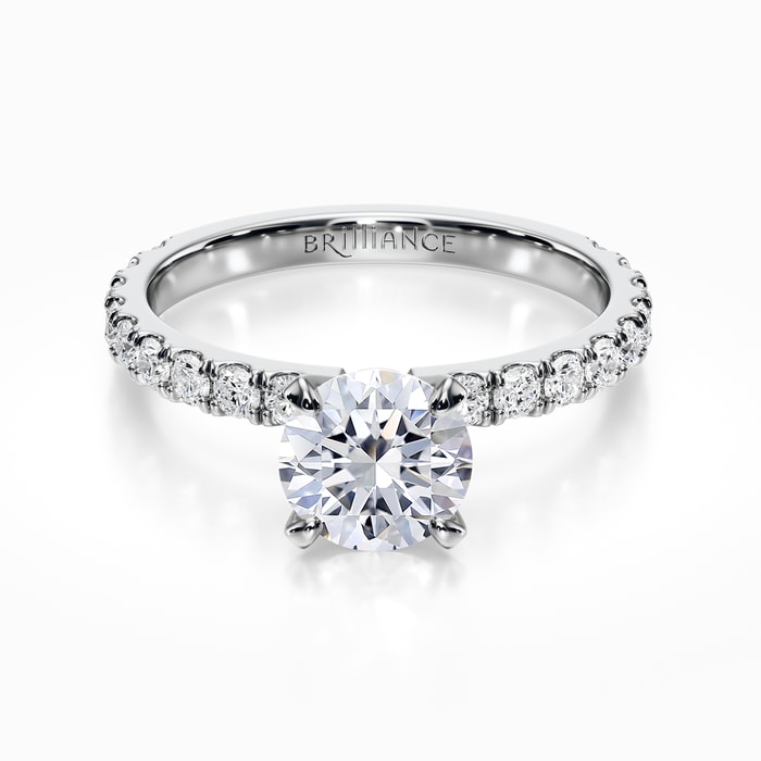 Petite Pave Diamond Engagement Ring in Platinum