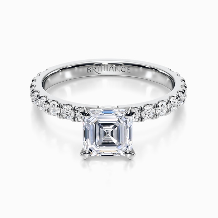 Petite Pave Diamond Engagement Ring in Platinum