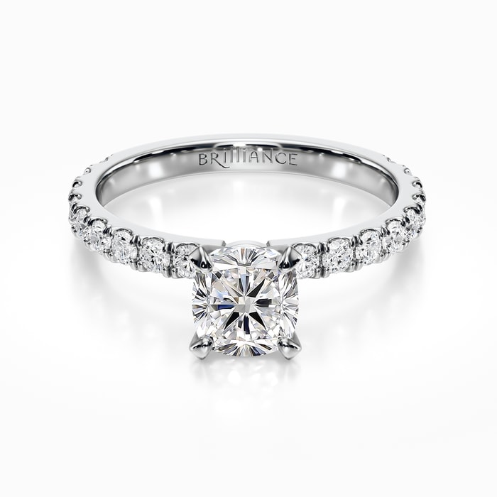 Petite Pave Diamond Engagement Ring in Platinum