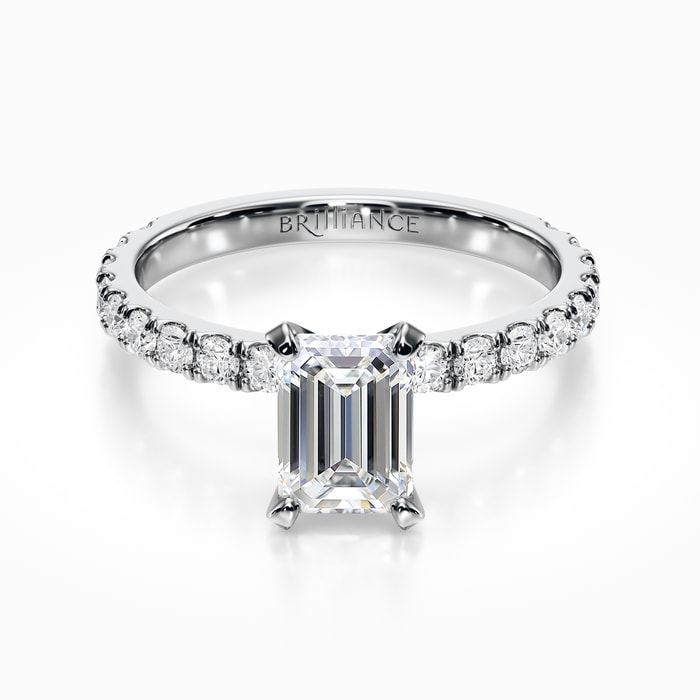 Petite Pave Diamond Engagement Ring in Platinum