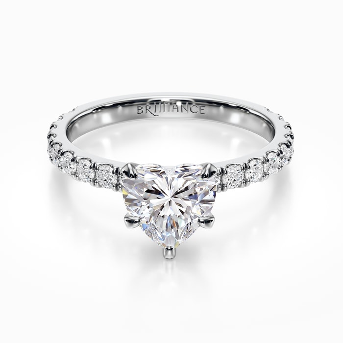 Petite Pave Diamond Engagement Ring in Platinum