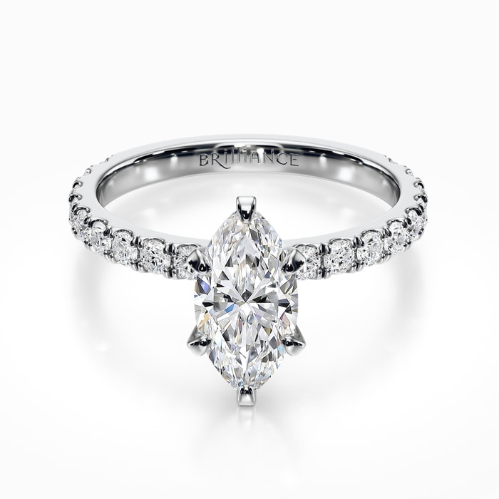 Petite Pave Diamond Engagement Ring in Platinum