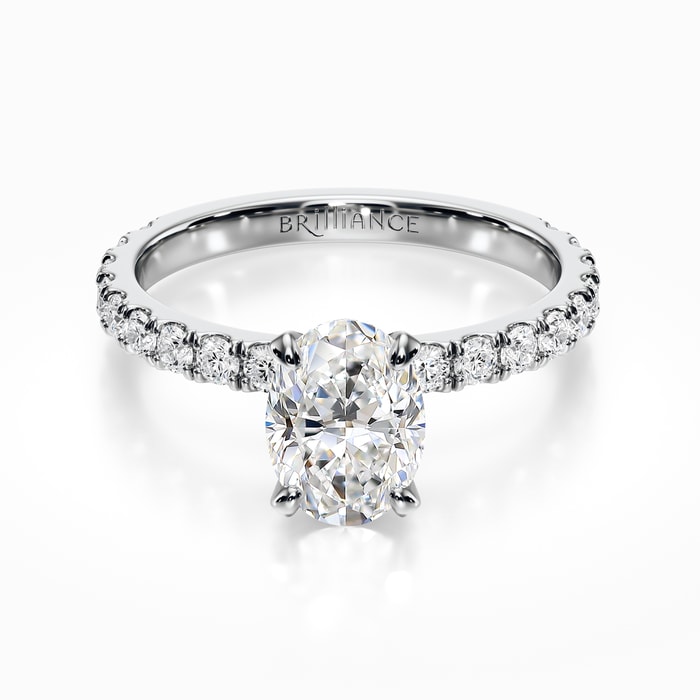 Petite Pave Diamond Engagement Ring in Platinum