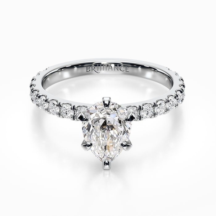 Petite Pave Diamond Engagement Ring in Platinum