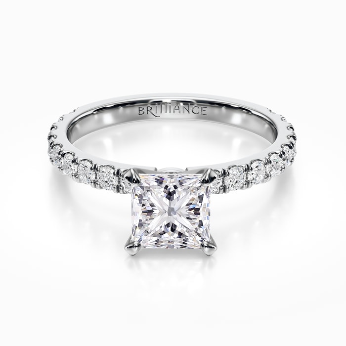 Petite Pave Diamond Engagement Ring in Platinum