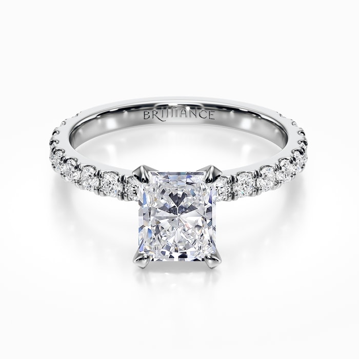 Petite Pave Diamond Engagement Ring in Platinum